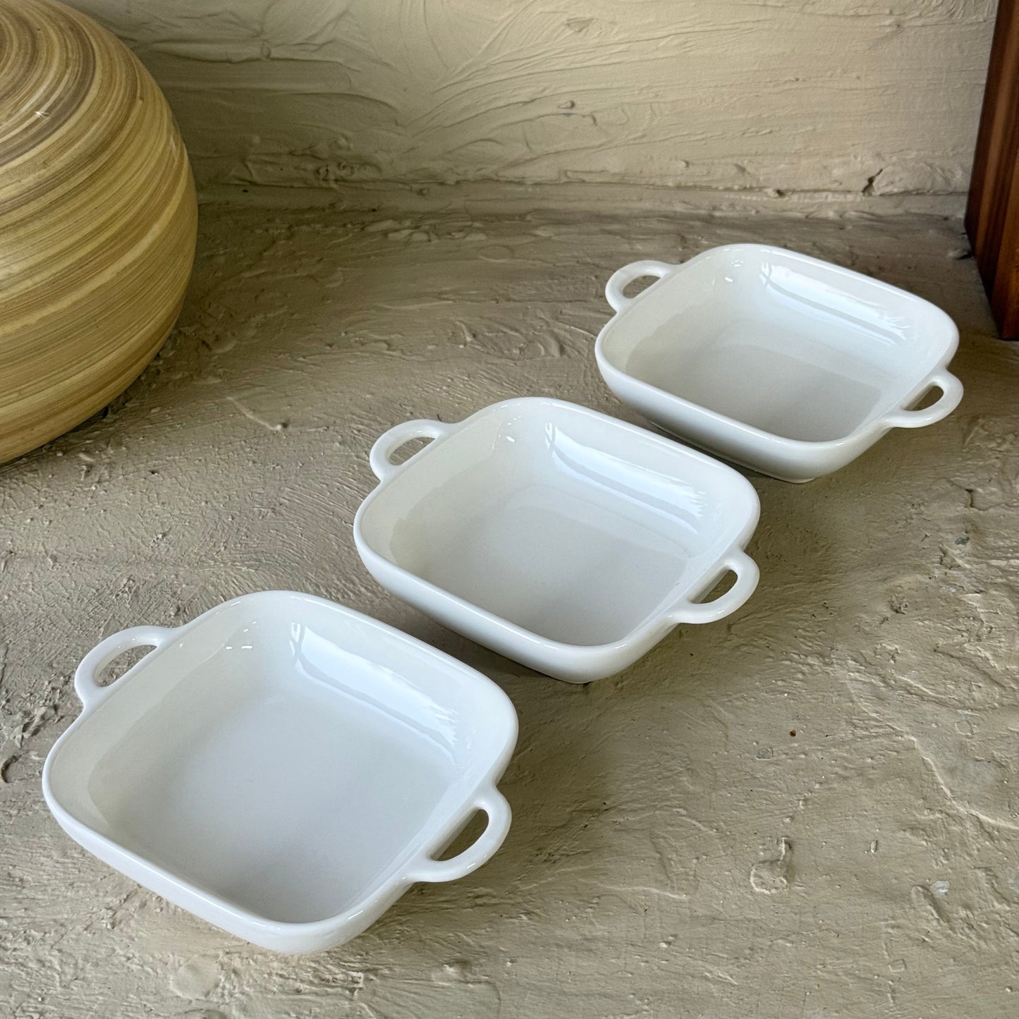 Elenora Porselen 3 Lü Kare Kulplu Meze Tabağı Set Beyaz KOD:091