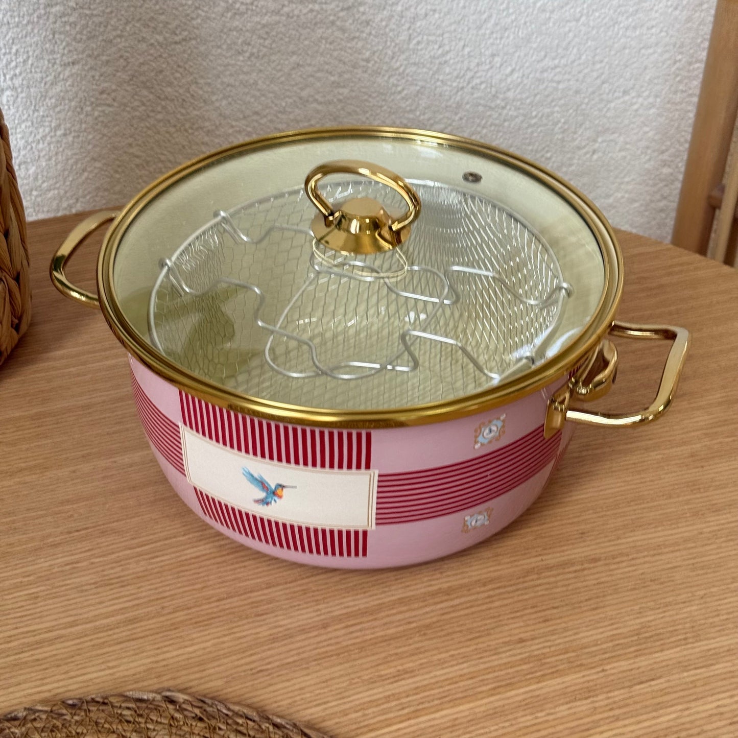 Pashally Emaye Fritöz Pembe-Kırmızı 22 cm KOD:0335