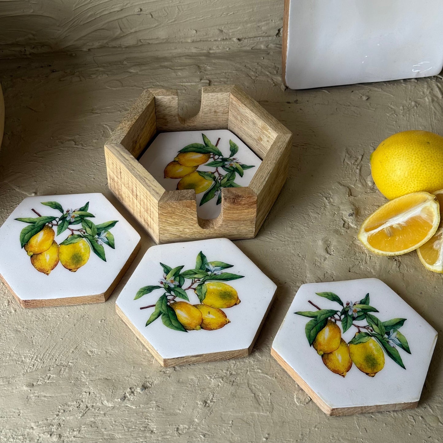 Selin Bardak Altlığı Lemon Desenli 4 Parça  KOD:HSL-10
