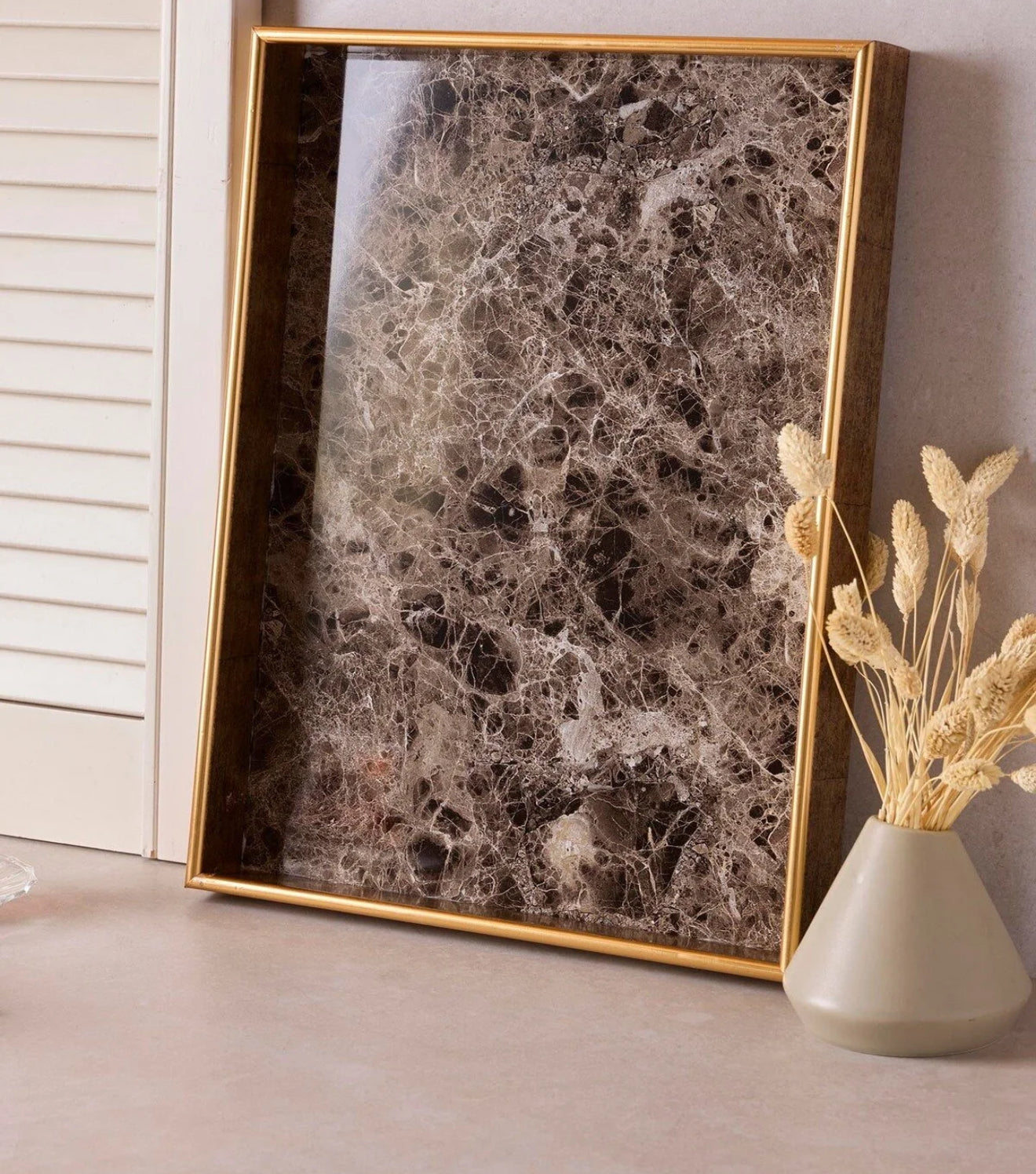 Turin Marble Siyah Gold Tepsi 33x45 cm KOD:17470