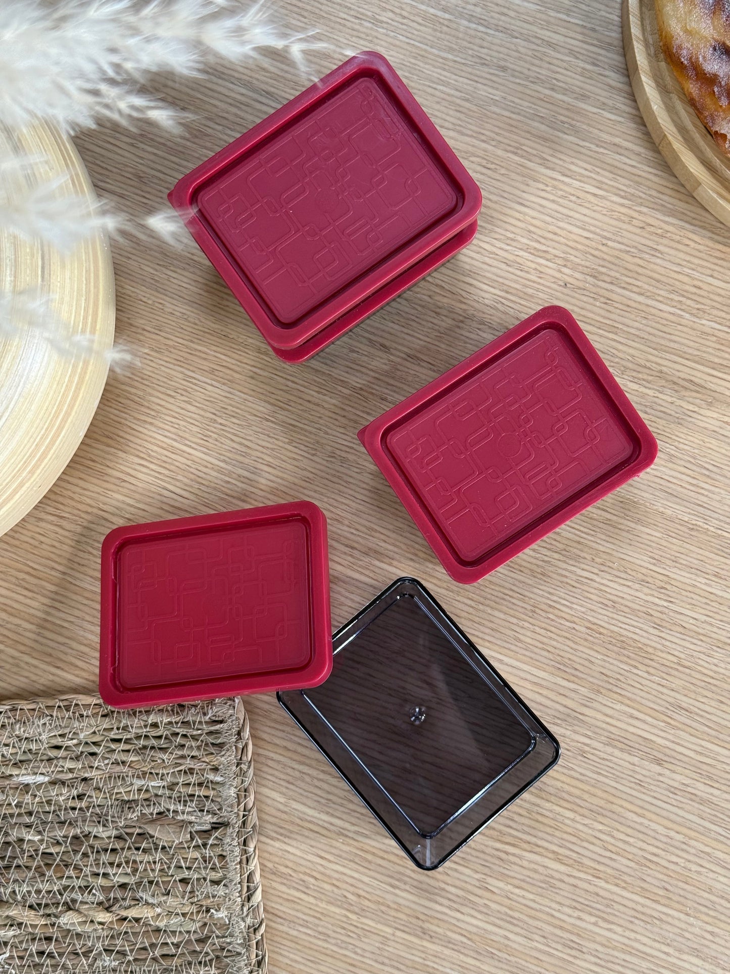 Bonbon Saklama Kabı Set 4 Parça Kırmızı 180 ml