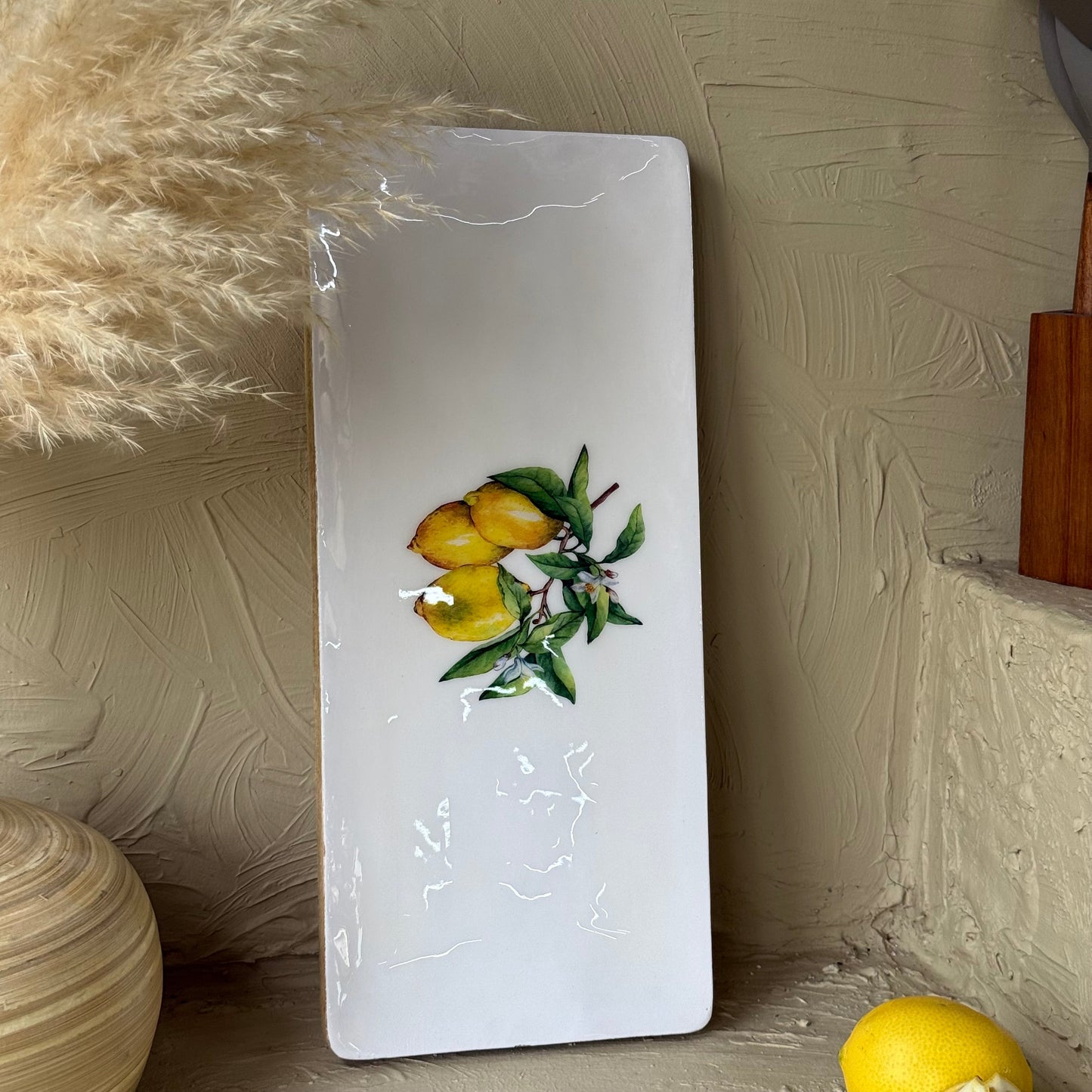 Selin Dikdörtgen Sunumluk Limon Desenli Büyük Boy KOD:HSL-01