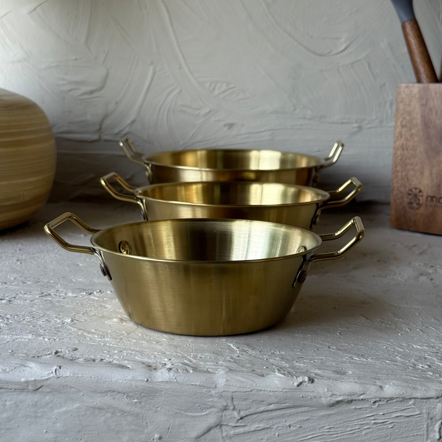 Como 3 Boy Tutmalı Çelik Kase Set 17 cm, 14 cm, 13 cm Gold KOD:5338-39-40