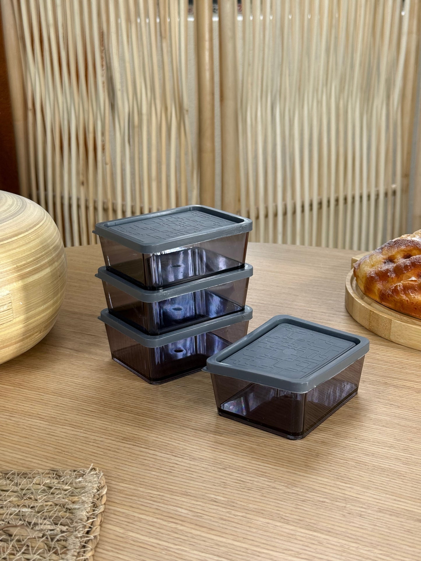 Bonbon 4 Parça Saklama Kabı Set Gri