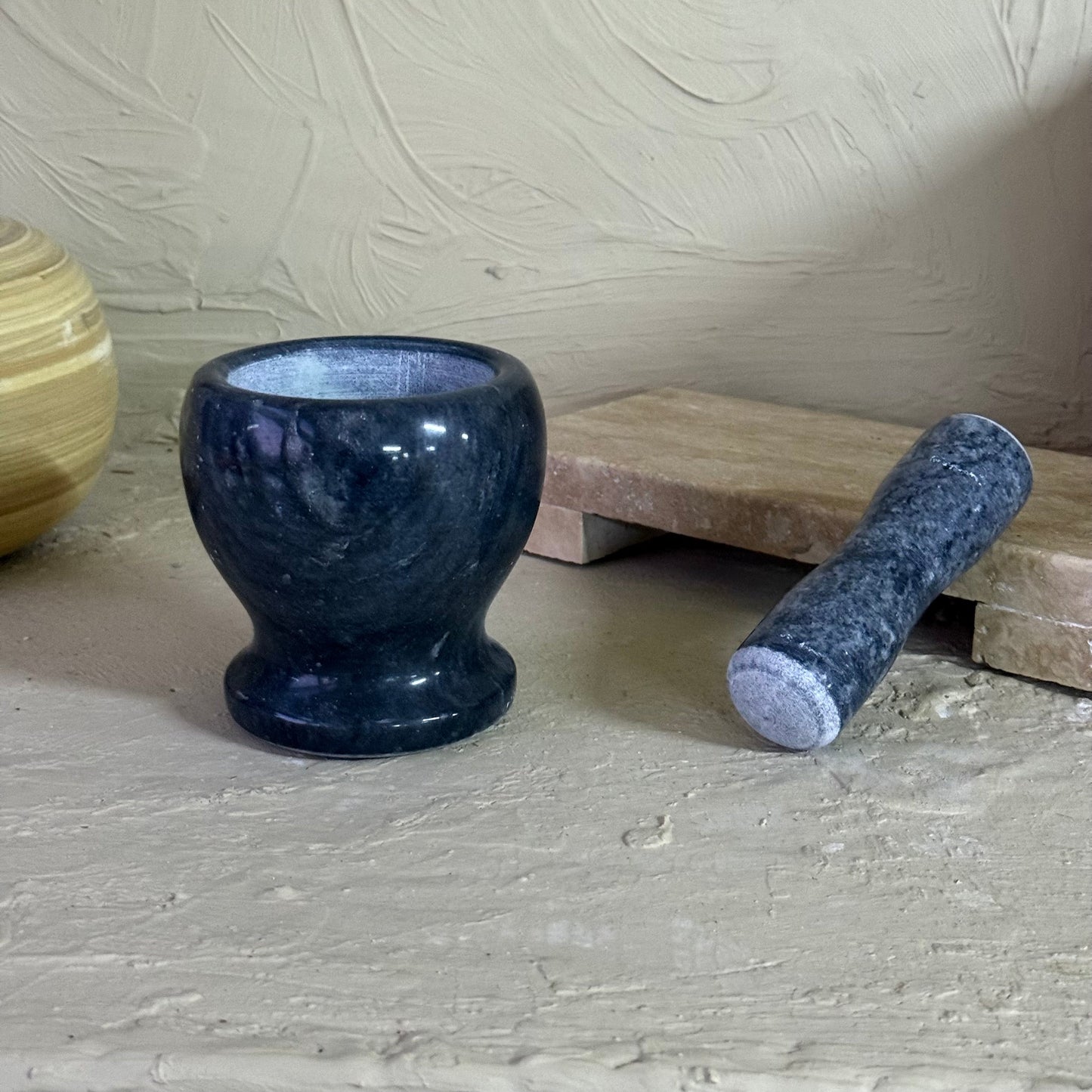 Perry Saf Mermer Havan Seti Siyah 11 cm
