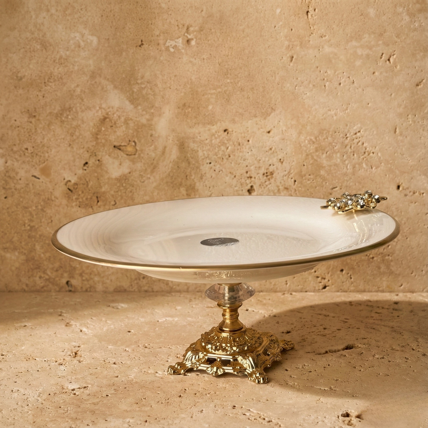 Broş Gold Yaldızlı Porselen Ayaklı Sunumluk 25 cm Kod:3508