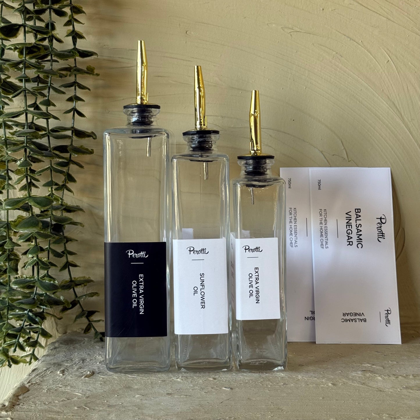 Perolly Cam Gold Kapaklı Yağlık Seti 300 ml, 500 ml, 700 ml KOD:18116
