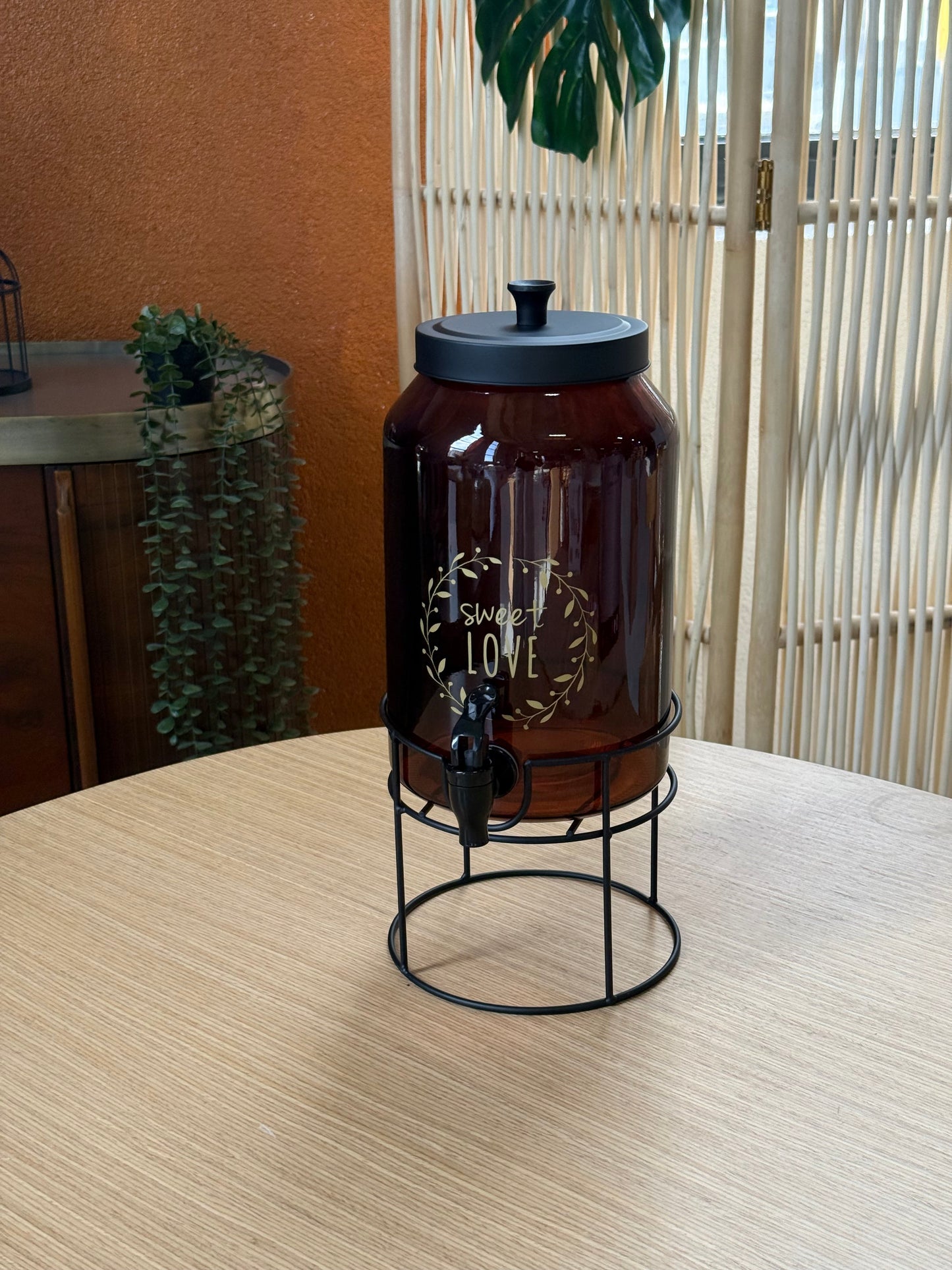 Milano Metal Standlı Cam Sebil Amber 4 Litre KOD:11327