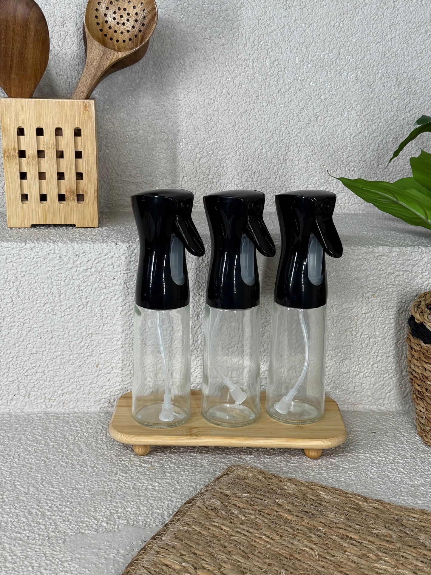 Pugi Bambu Standlı Sprey Yağlık Seti Siyah 250 ml