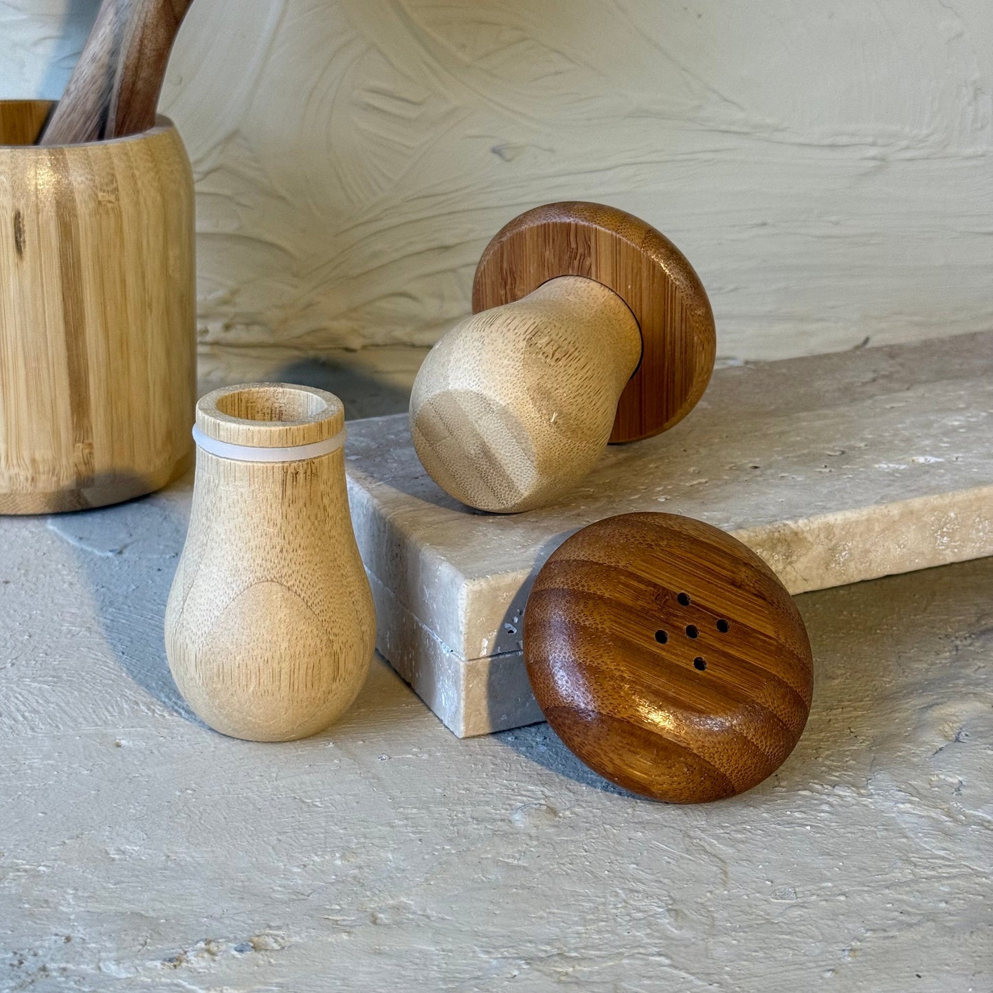 Bambu Mantar Model Tuzluk Biberlik Seti KOD:408-8