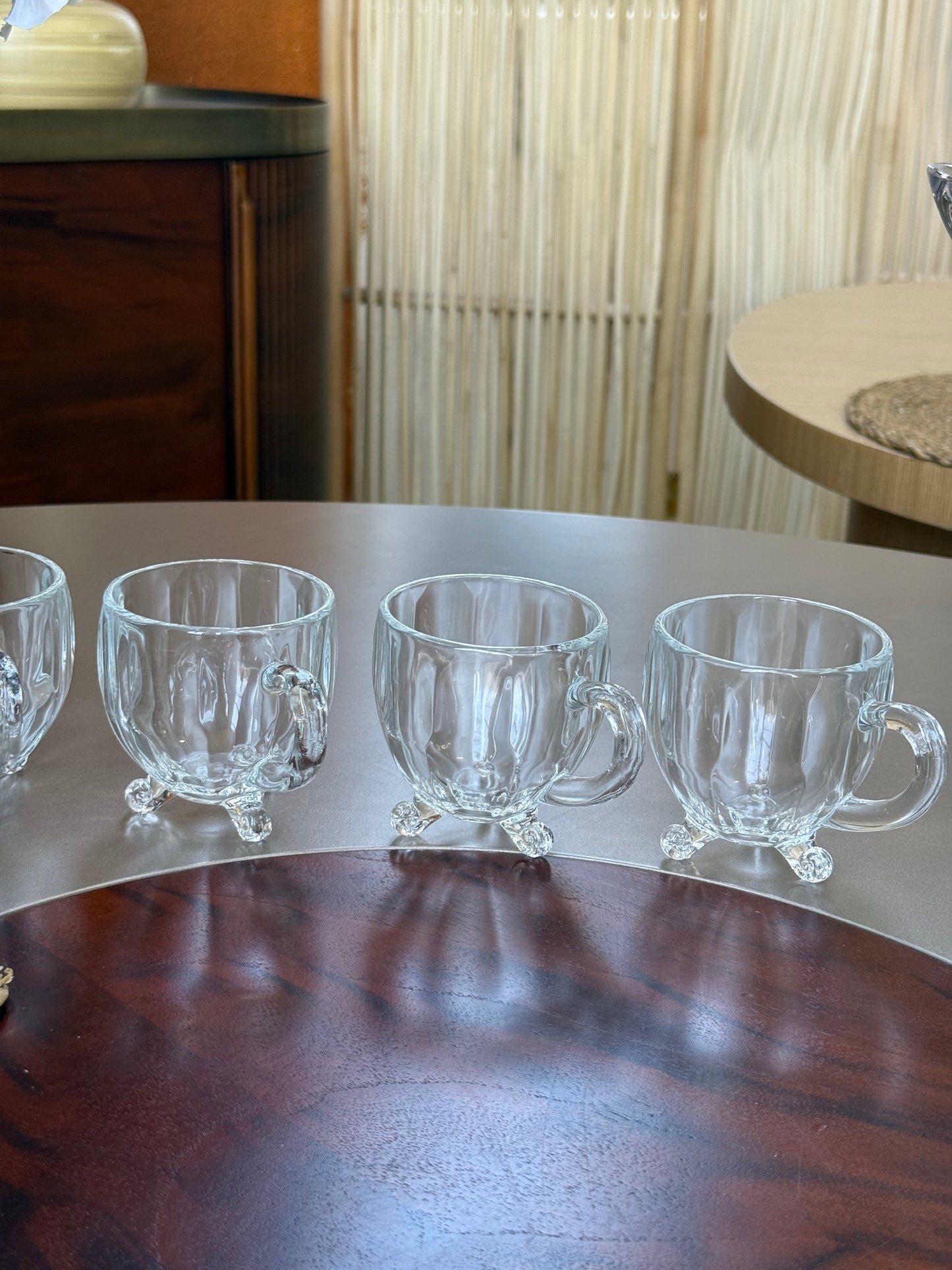Richard 4 lü Cam Ayaklı Tombul Model Çay Kahve Bardağı Seti KOD:15720