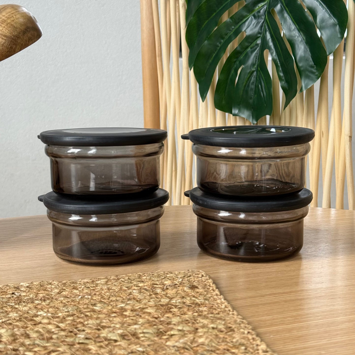Pura Cam Kapaklı Saklama Kabı Kahvaltılık 4 Adet 415 ml