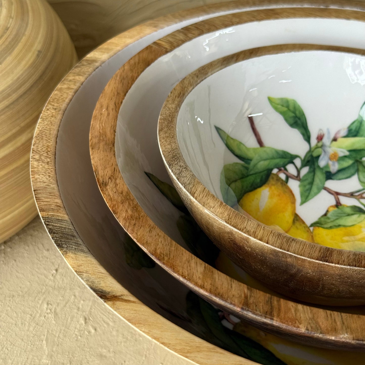 Selin Yuvarlak 3 Boy Sunumluk Meyvelik Salata Kase Lemon Desenli KOD:HSL-09-08-07