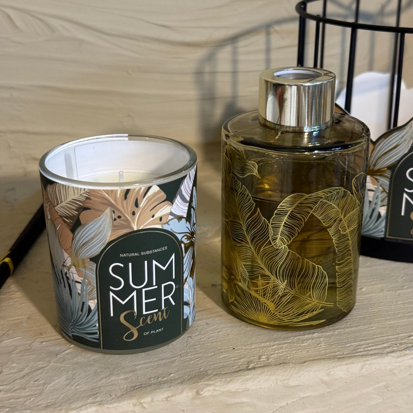 Summer Kafesli Kokulu Mum Seti Ortam Kokusu  Sandal Ağacı Yeşil KOD:1007