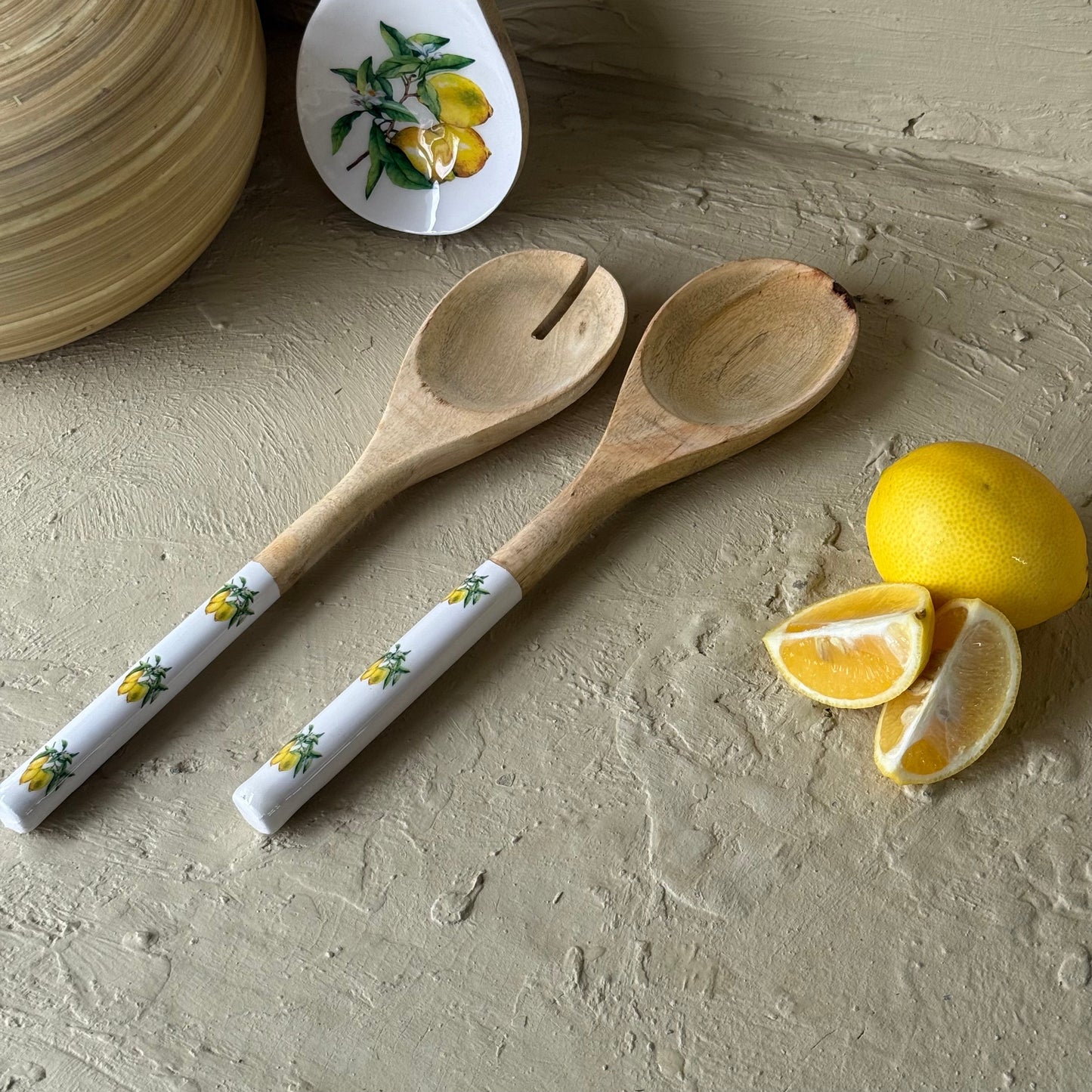 Selin İkili Lemon Desenli Salata Servis Kaşığı KOD:HSL-06