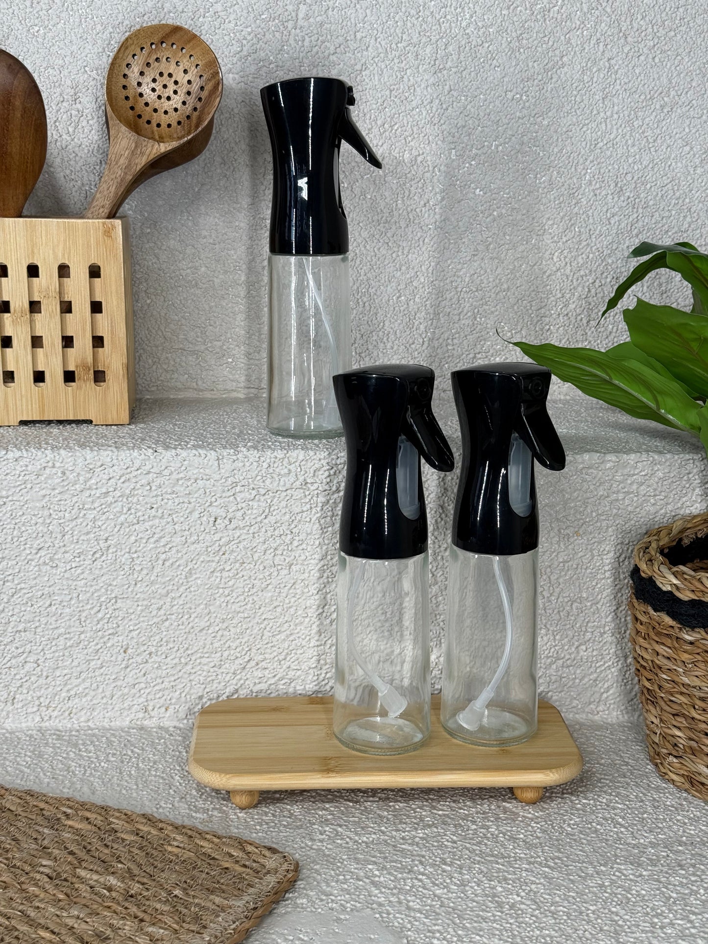 Pugi Bambu Standlı Sprey Yağlık Seti Siyah 250 ml