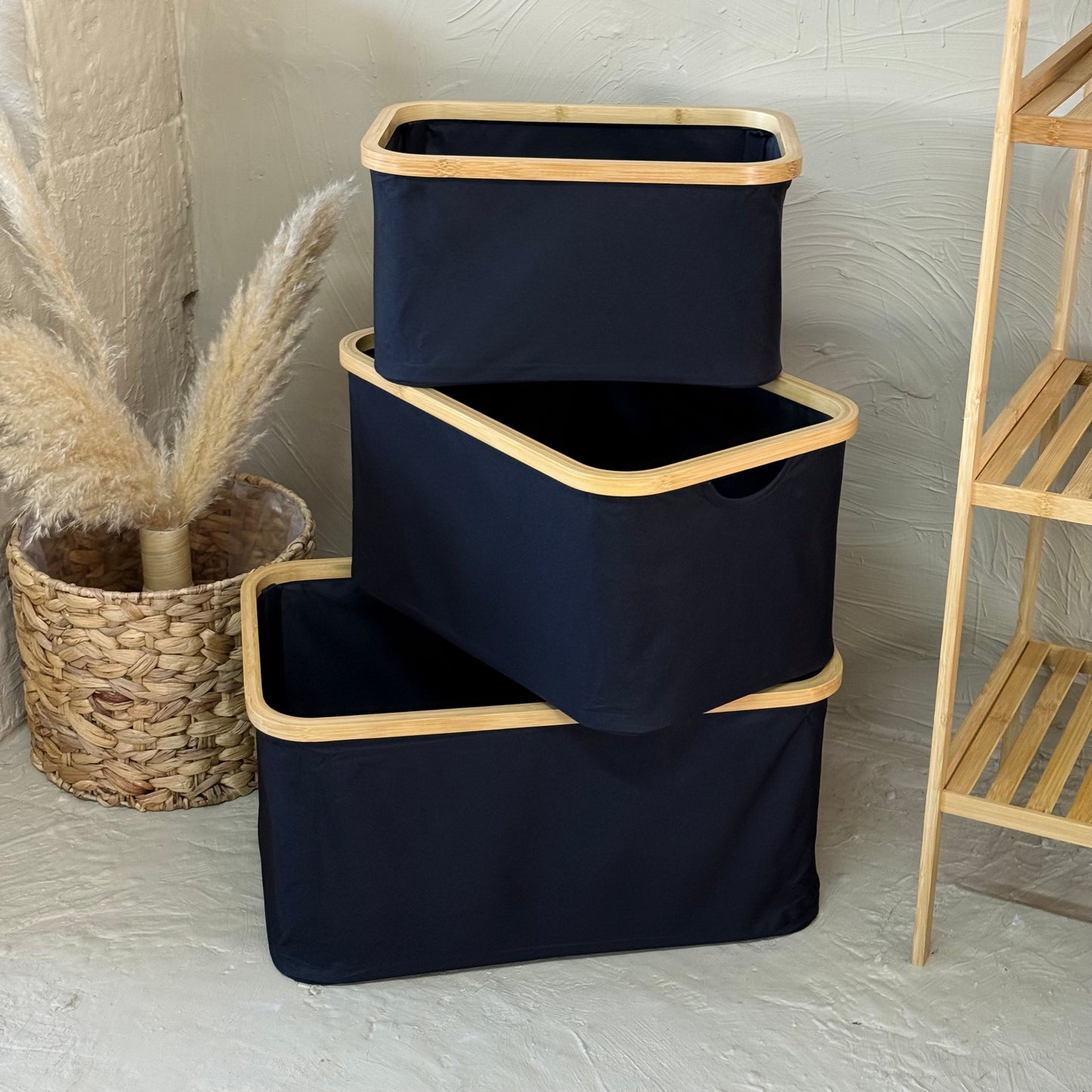 Lalezar Bambu Tutmalı 3 Boy Organizer Seti Siyah KOD:8017-16-15
