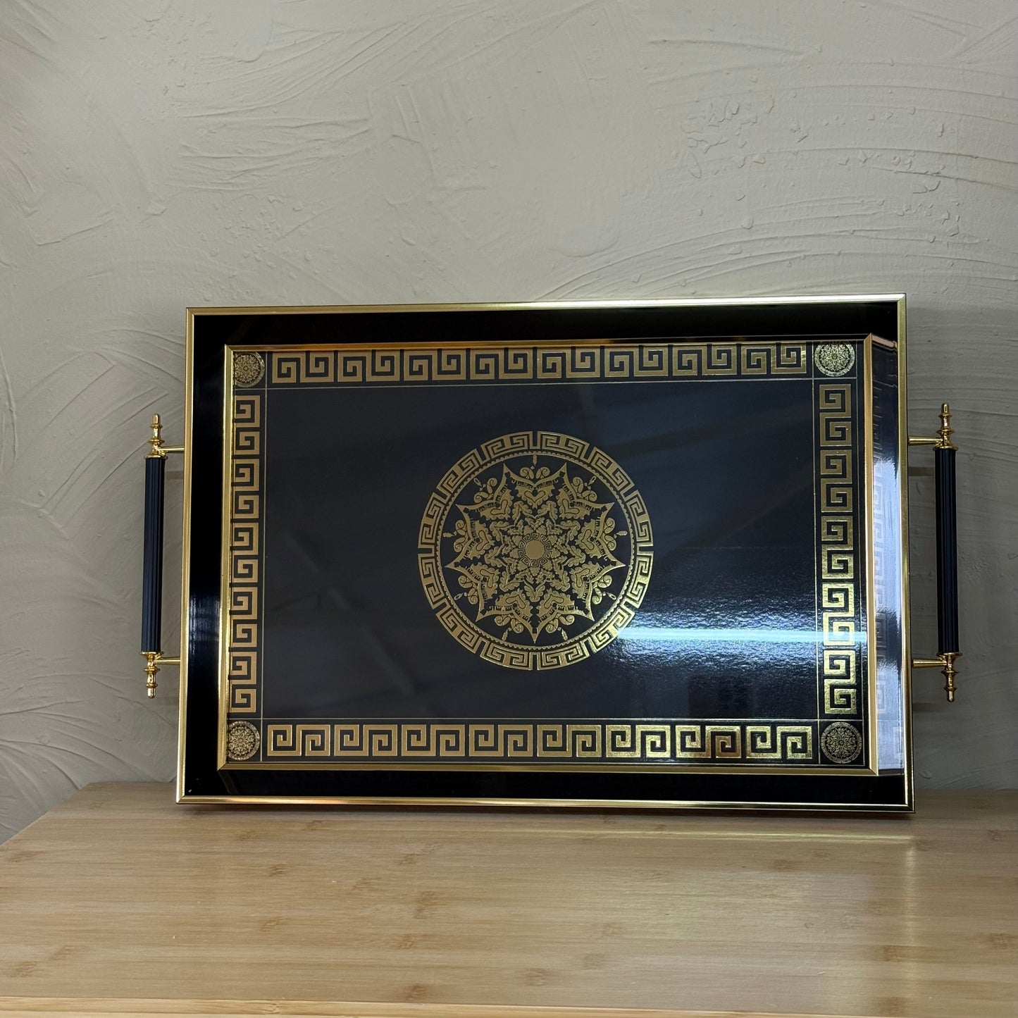 Goldenya Tutmalı Desenli Tepsi Siyah-Gold KOD:5020-50