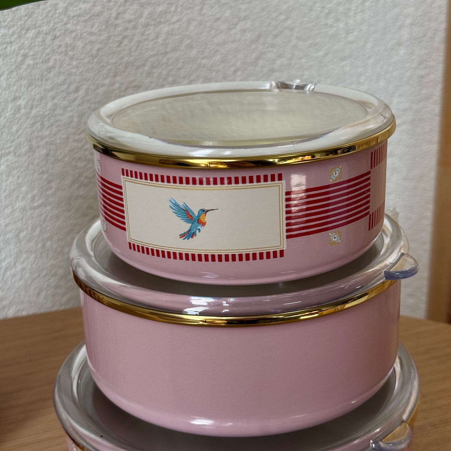Pashally Emaye Vakumlu 3 Boy Saklama Kabı Pembe-Kırmızı KOD:0380
