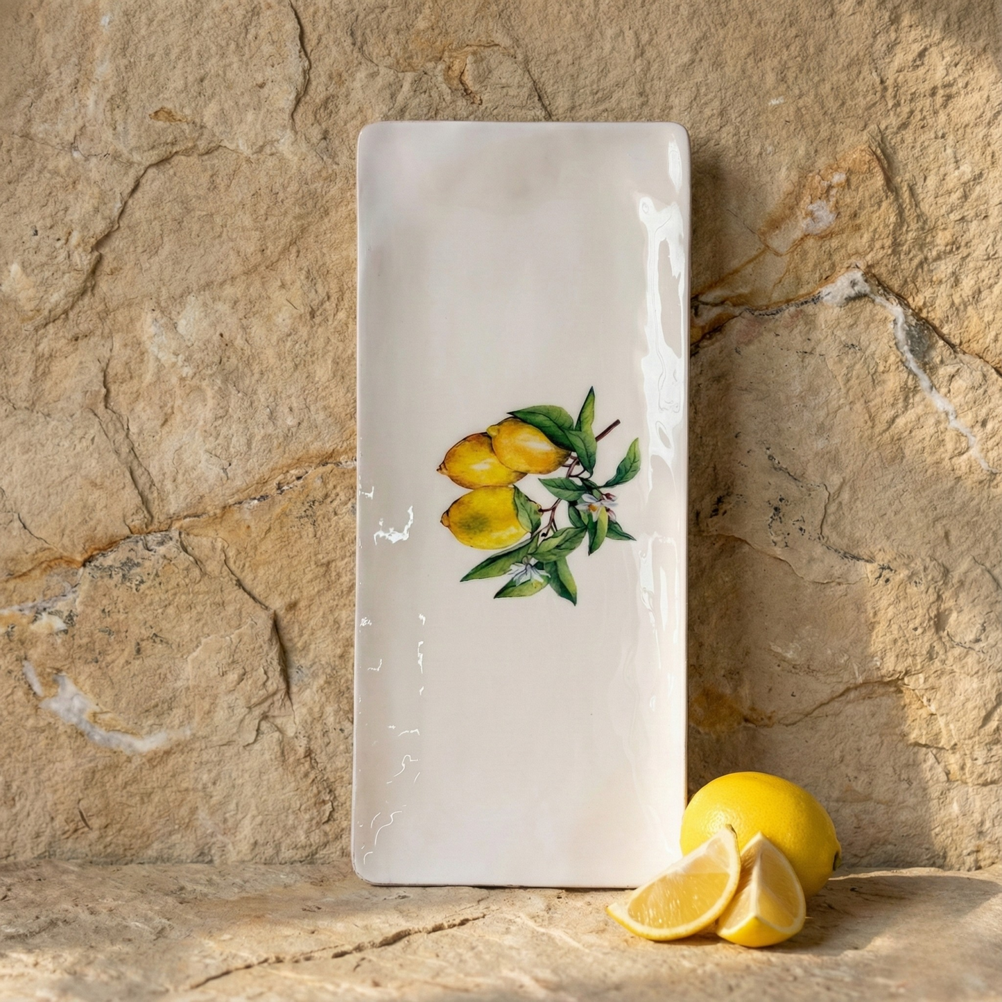 Selin Dikdörtgen Sunumluk Limon Desenli Büyük Boy KOD:HSL-01