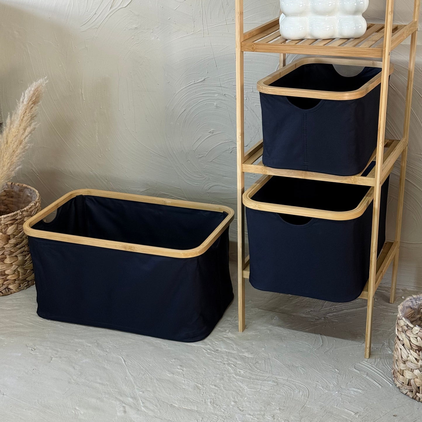 Lalezar Bambu Tutmalı 3 Boy Organizer Seti Siyah KOD:8017-16-15
