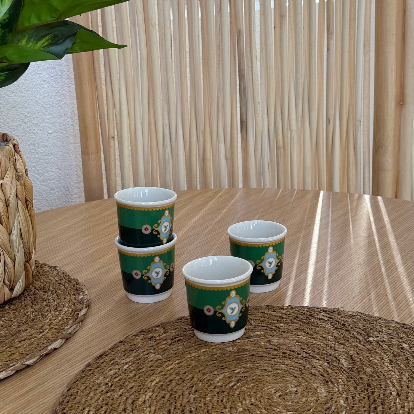 Pashally Porselen 4 Lü Espresso Fincan Seti Yeşil KOD:1035