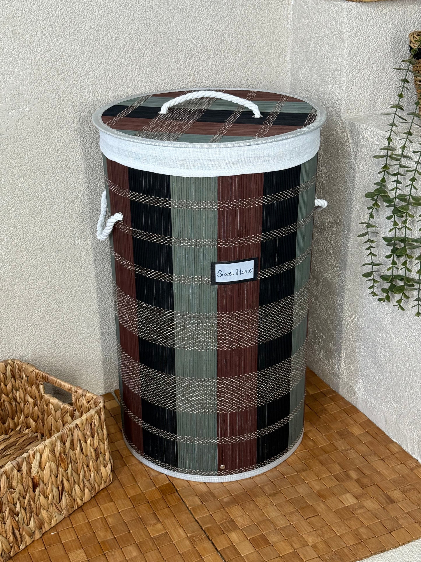 Miray Bambu Yuvarlak Kirli Çamaşır Sepeti 60x30 cm KOD:50181