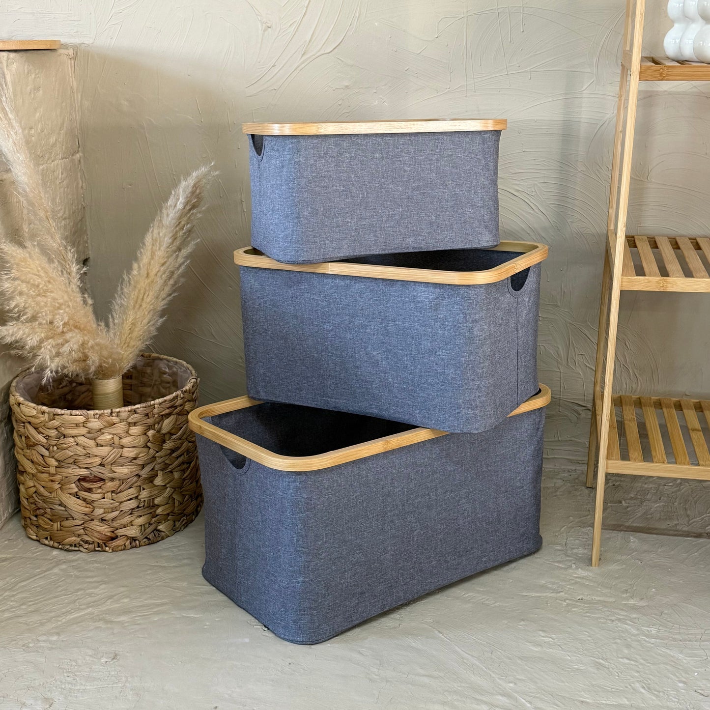 Lalezar Bambu Tutmalı 3 Boy Organizer Seti Gri KOD:8017-16-15