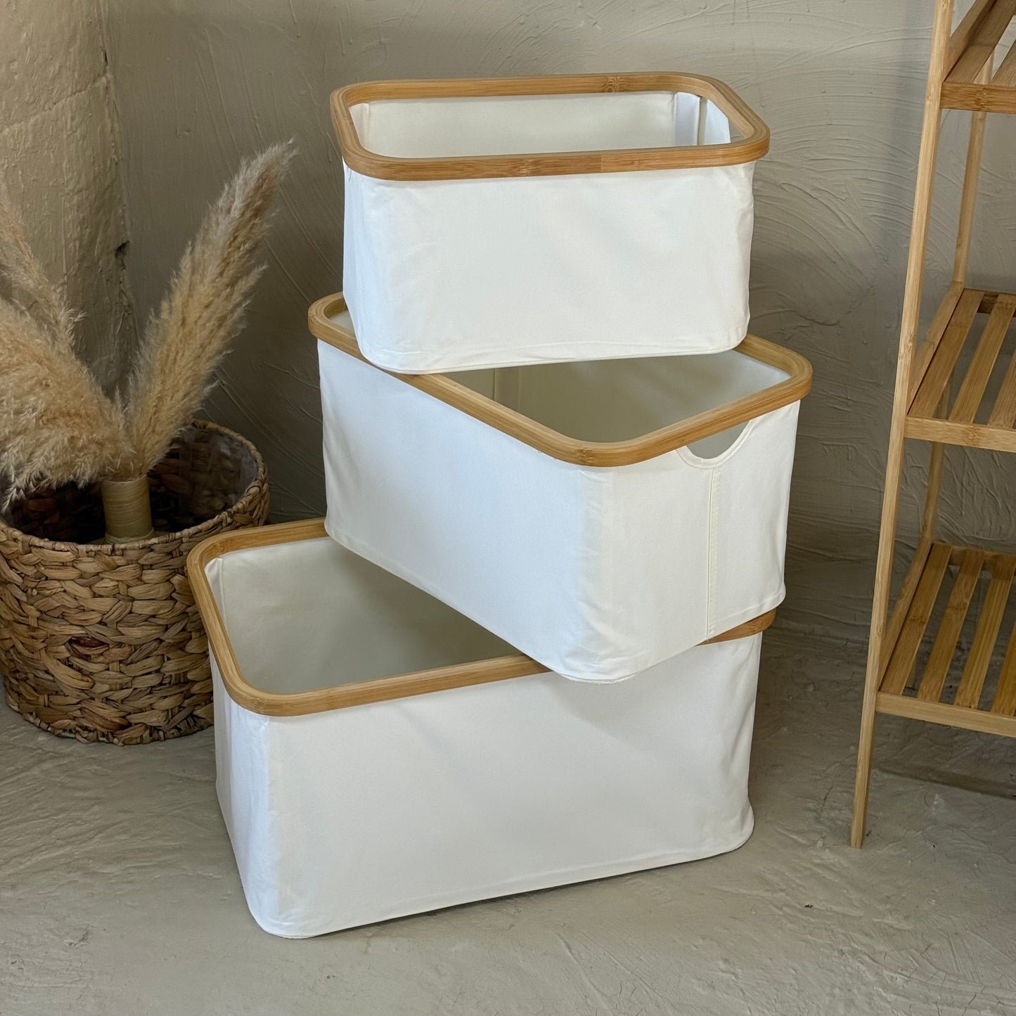 Lalezar Bambu Tutmalı 3 Boy Organizer Seti Krem KOD:8017-16-15
