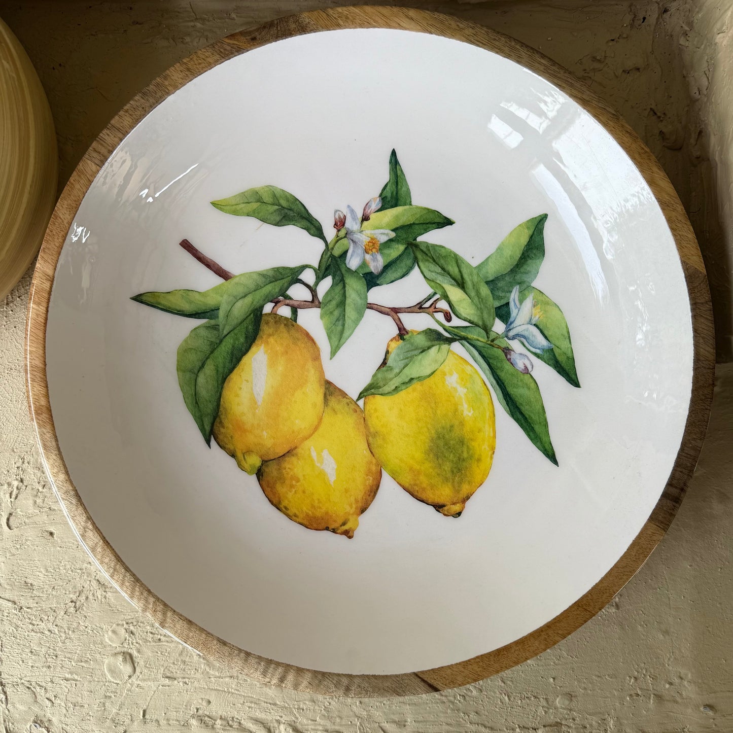 Selin Yuvarlak Büyük Boy Sunumluk Meyvelik Lemon Desenli KOD:HSL-03
