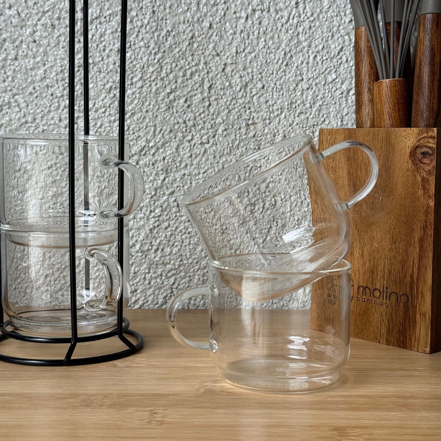 Milay Metal Standlı Nescafe Cam Kupa SetiKOD:14