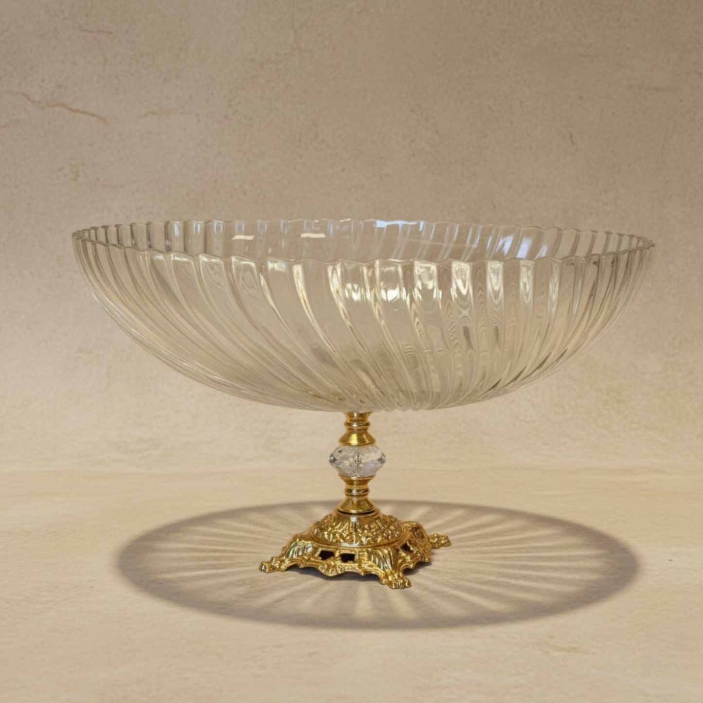 Efegil Lüks Cam Kase Meyvelik Gold Ayaklı 29x29x16 cm (1096)