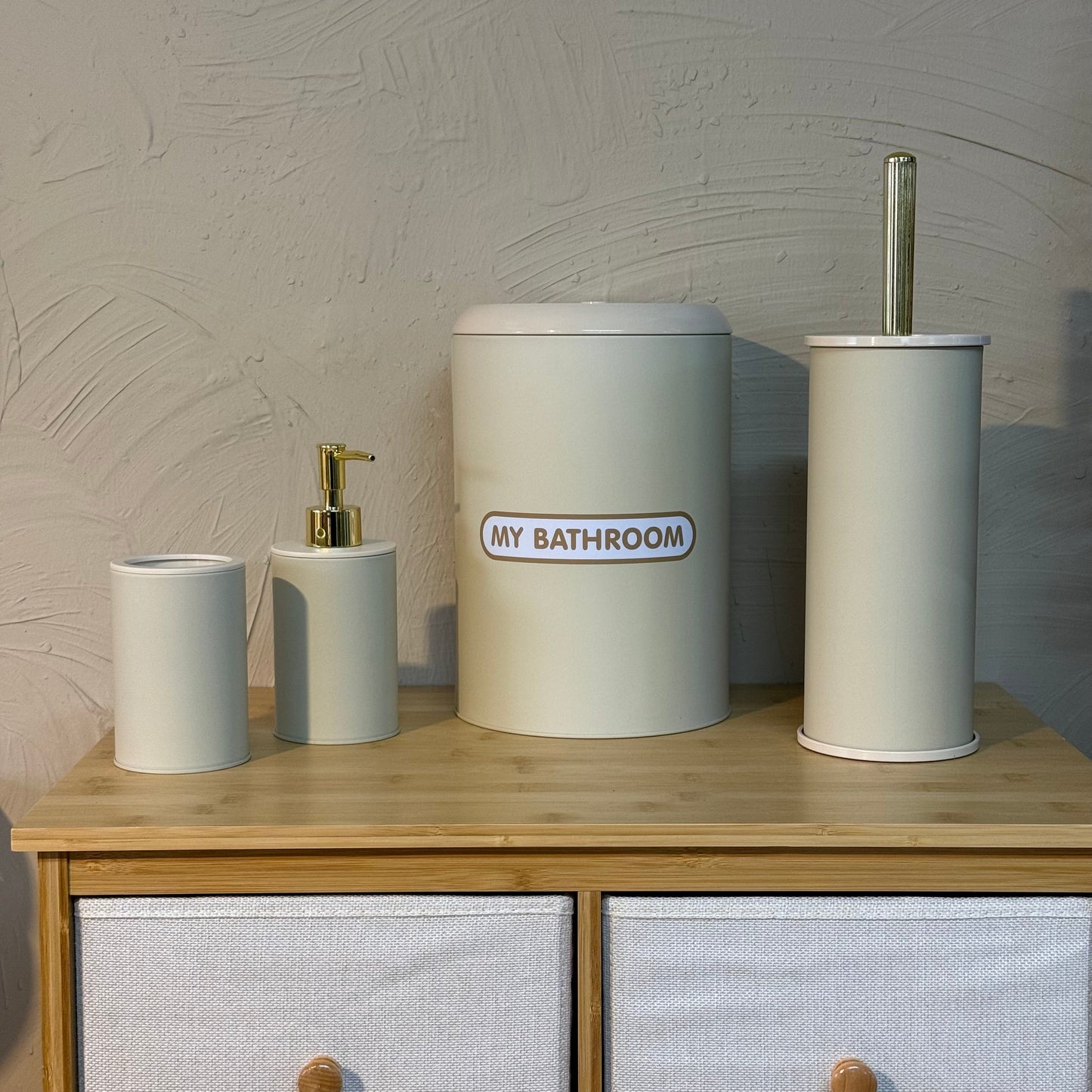 Emozione Metal 4 Parça Banyo Seti Krem