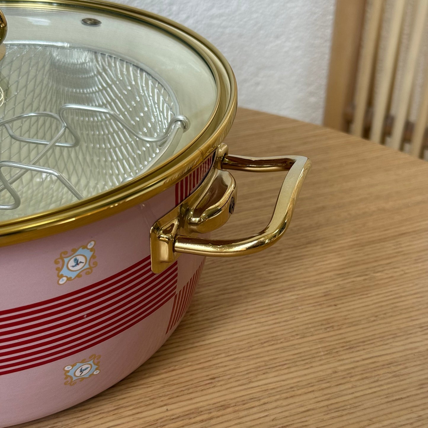 Pashally Emaye Fritöz Pembe-Kırmızı 22 cm KOD:0335