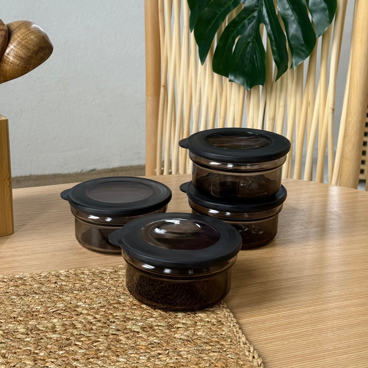 Pura Cam Kapaklı Saklama Kabı Kahvaltılık 4 Adet 415 ml