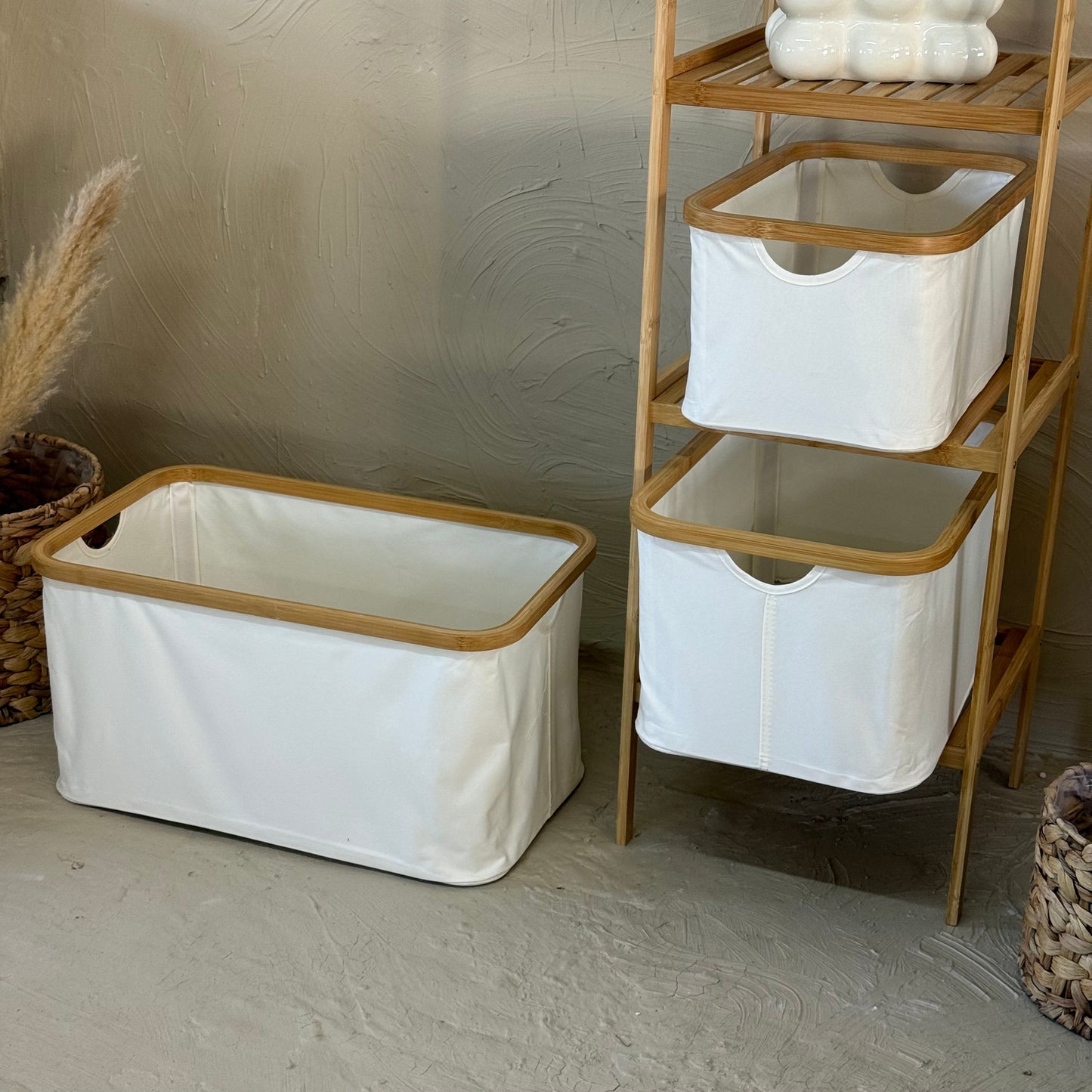 Lalezar Bambu Tutmalı 3 Boy Organizer Seti Krem KOD:8017-16-15