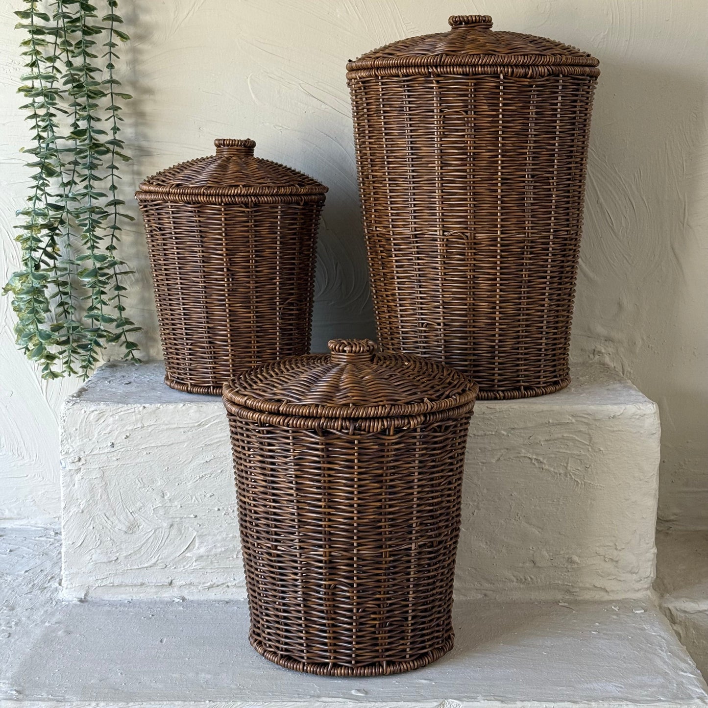Sevarlly Rattan 3 Boy Patates Soğanlık Seti Kahve Rengi KOD:73418