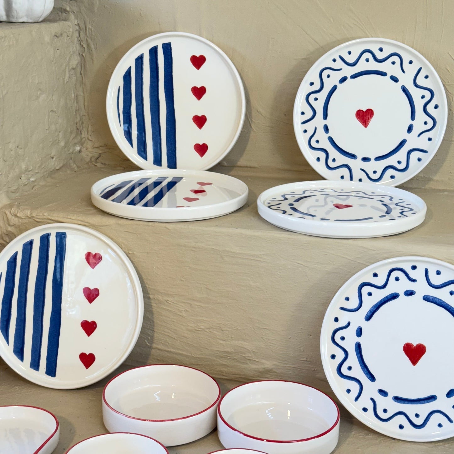 Tutku Blue Heart 14 Parça Kahvaltı Takımı Seti 6 Kişilik