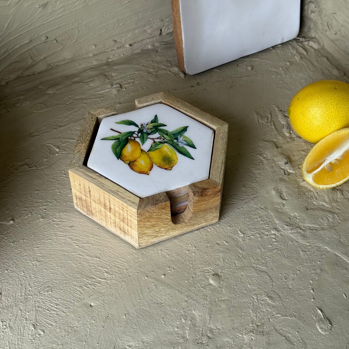 Selin Bardak Altlığı Lemon Desenli 4 Parça  KOD:HSL-10