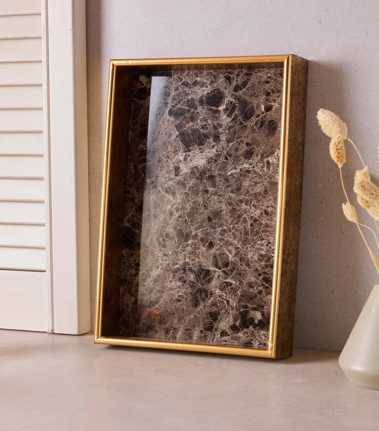 Turin Marble Siyah Gold Tepsi 22x33 cm KOD:17467