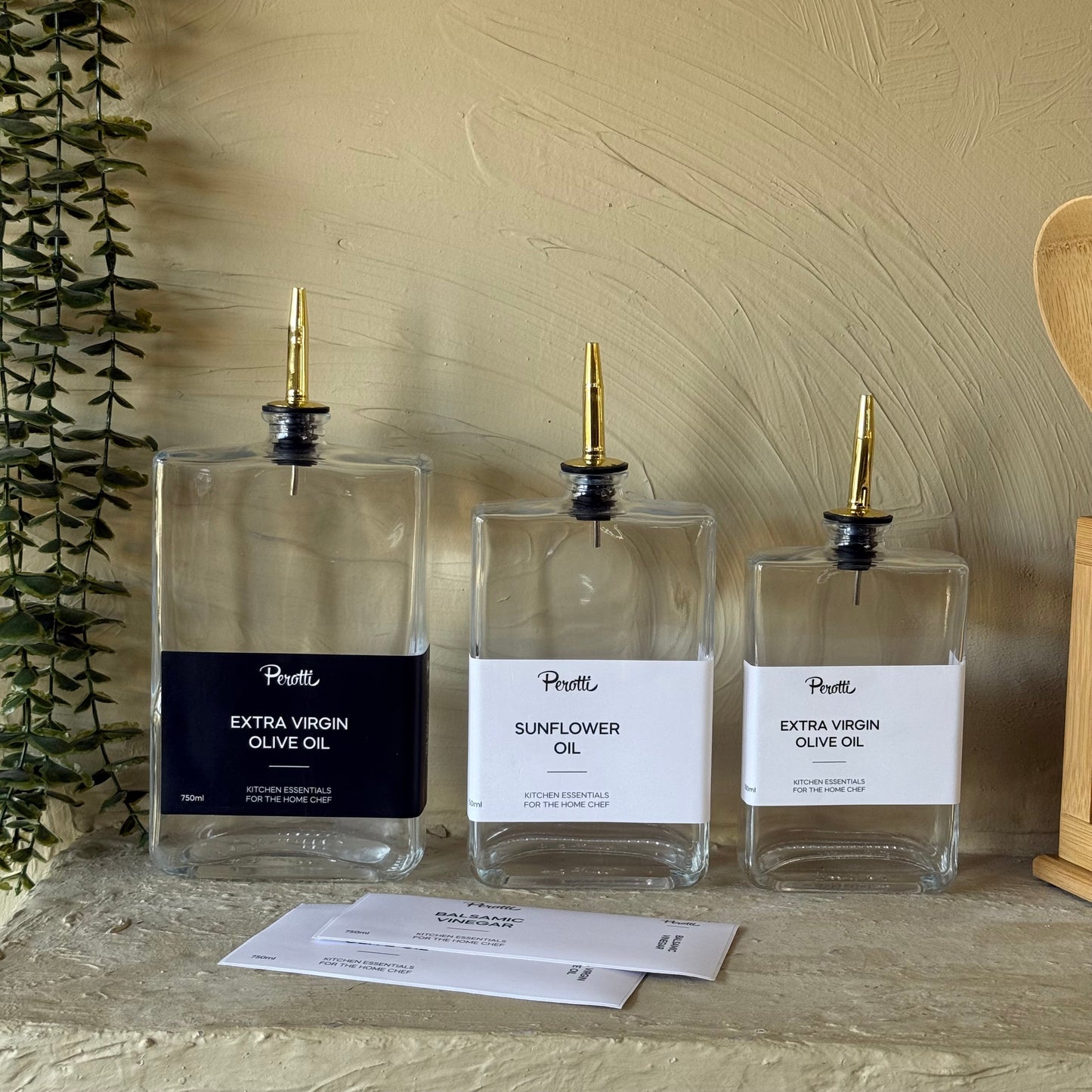 Perolly Cam Gold Kapaklı Yağlık Seti 300 ml, 500 ml, 700 ml KOD:18116