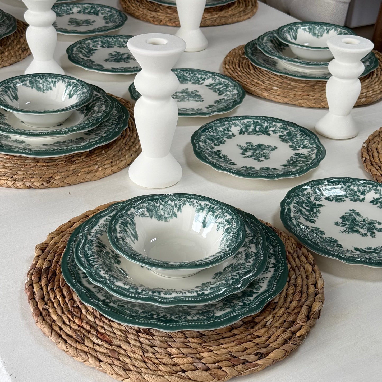 Porser Porselen 24 Parça Yemek Takımı 6 Kişilik KOD:VelourGreen-30329