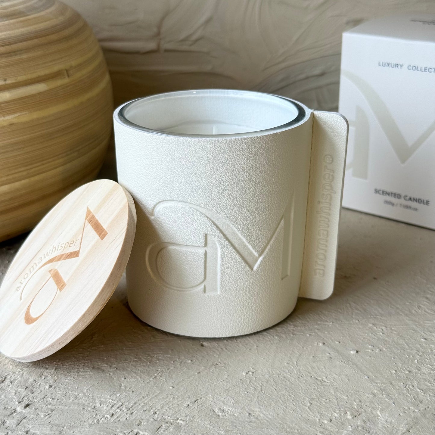 Candle Cam Bardak Deri Detaylı Mum Bergamot Kokulu KOD:1517