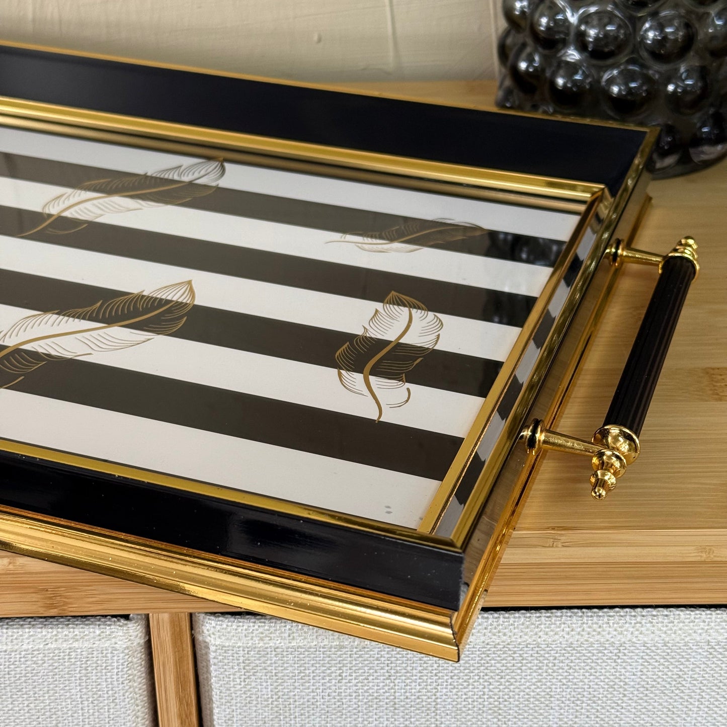 Goldenya Tutmalı Zebra Desen Tepsi Siyah-Beyaz KOD:5020-51