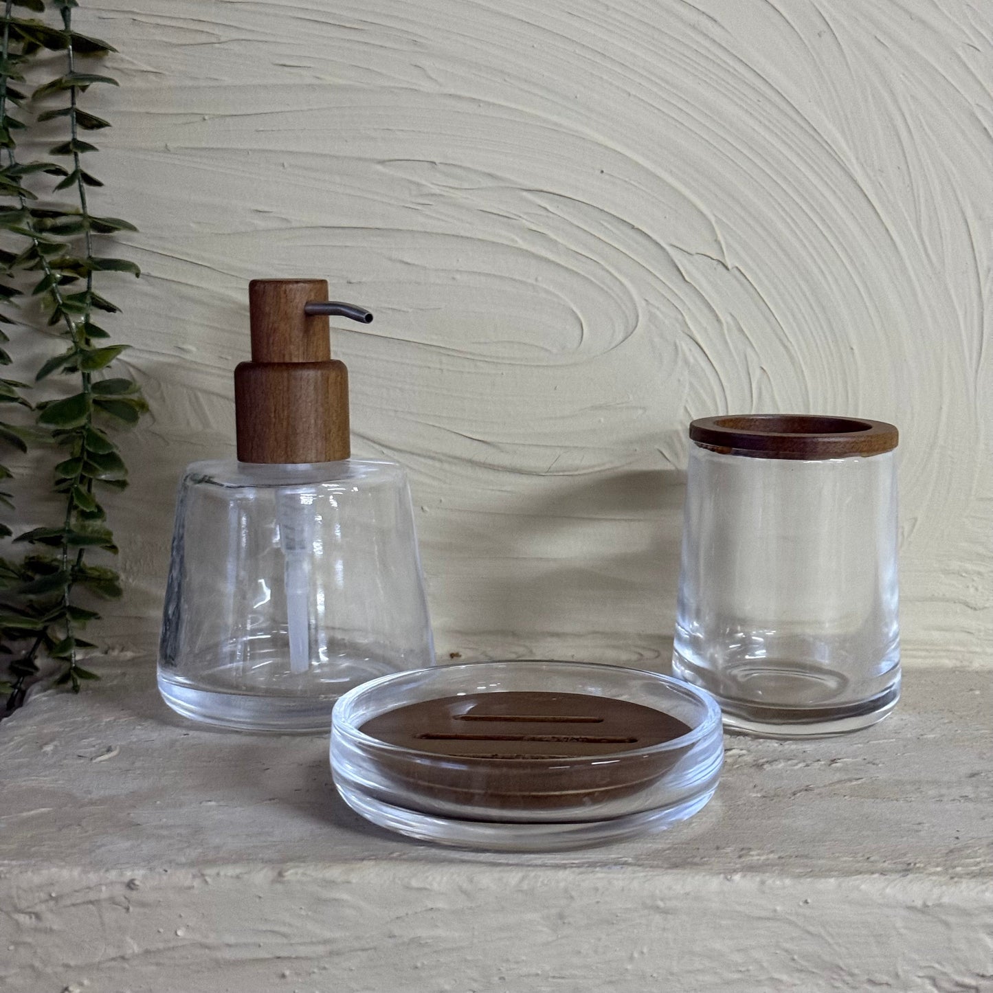 Deco 3 Parça Akasya Ağacı-Cam Banyo Seti