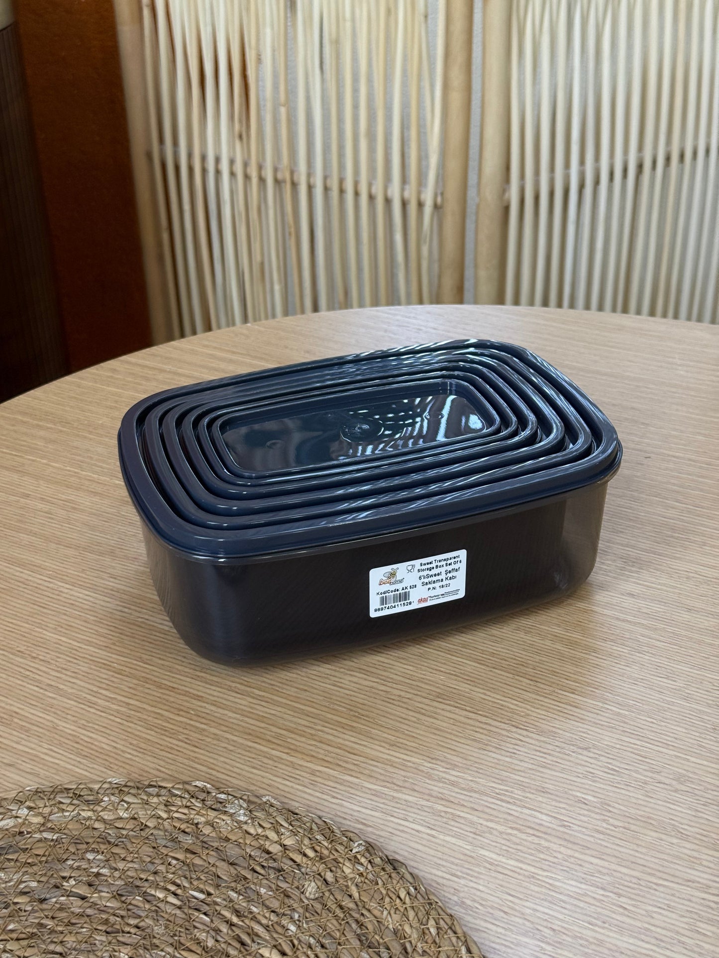 Akay 6 Boy Erzak-Saklama Kabı Set Füme KOD:528