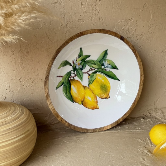 Selin Yuvarlak Küçük Boy Sunumluk Meyvelik Lemon Desenli KOD:HSL-05