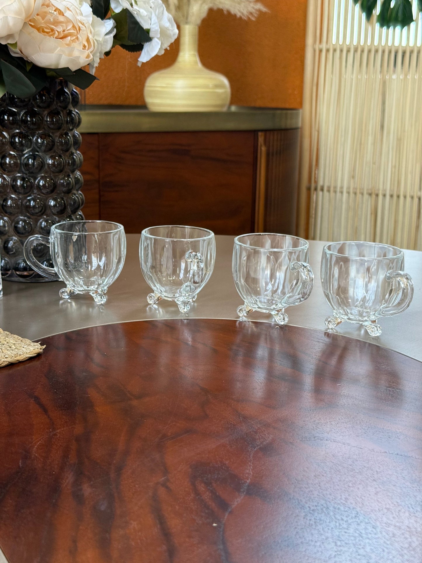 Richard 4 lü Cam Ayaklı Tombul Model Çay Kahve Bardağı Seti KOD:15720