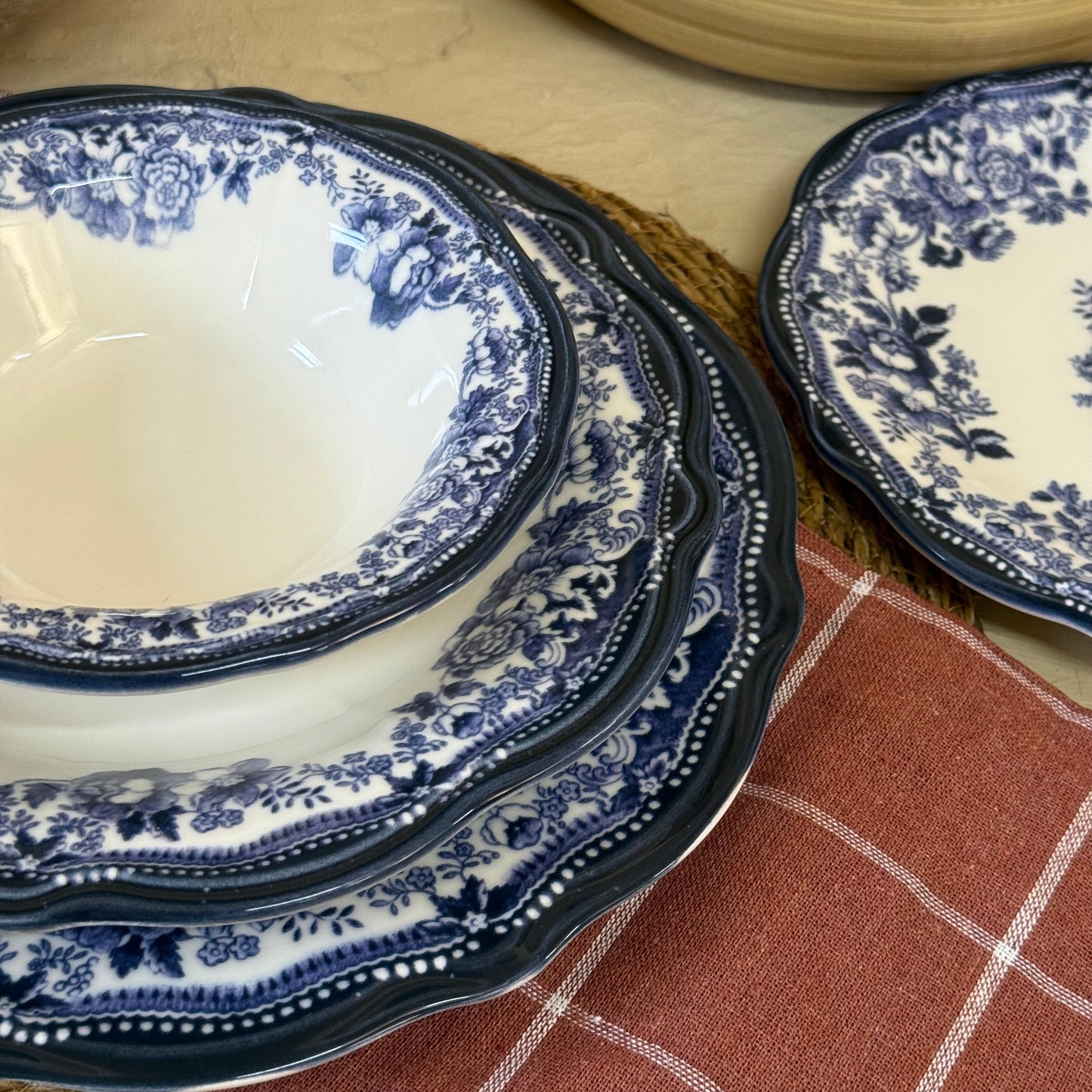 Porselen 24 Parça Yemek Takımı 6 Kişilik KOD:VELOUR NAVY-30328