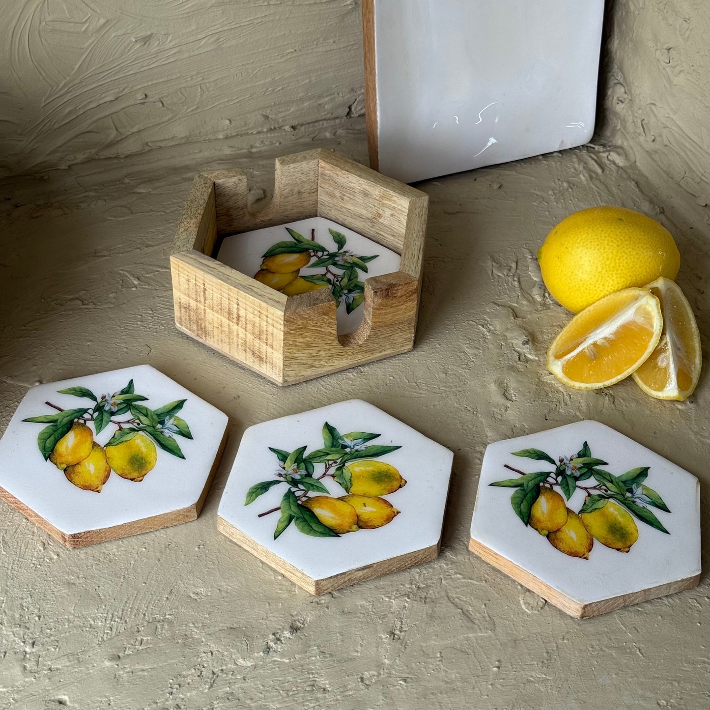 Selin Bardak Altlığı Lemon Desenli 4 Parça  KOD:HSL-10